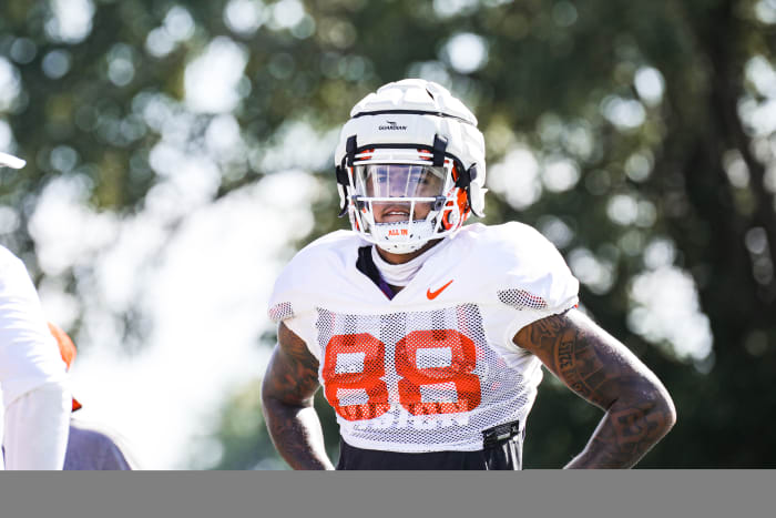 Tight end Braden Galloway is expected to be a big part of the Clemson offense this season. Galloway played in just two games last season, but had a 45-yard catch against LSU in the College Football Playoff National Championship Game. (photo courtesy of Kaitlyn Cote/Clemson University)